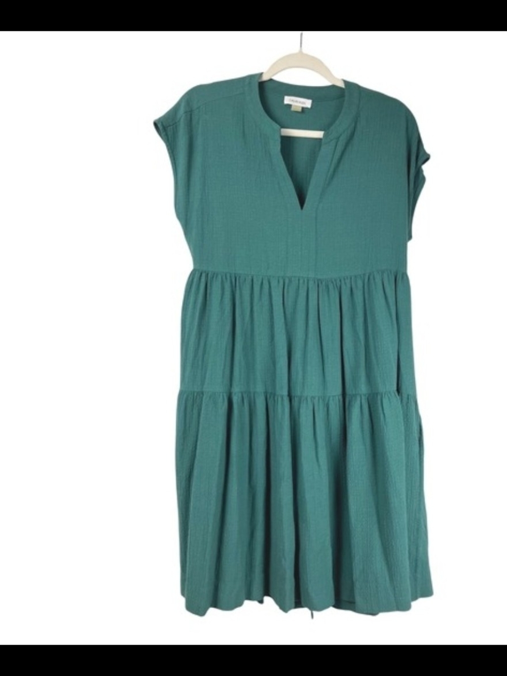 Tiered V-Neck Midi Dress in Teal